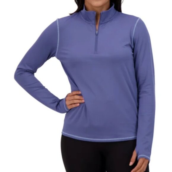 Soybu Women's Long Sleeve Quarter Zip Mock Neck Active Top (Blue, Large) - Picture 1 of 2